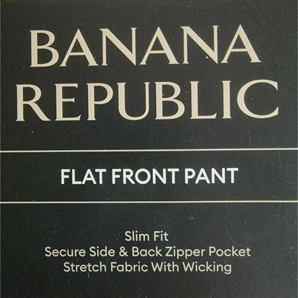 Banana Republic 38x34 Pants Chino Black Flat Front Zippered Pocket Wicking New